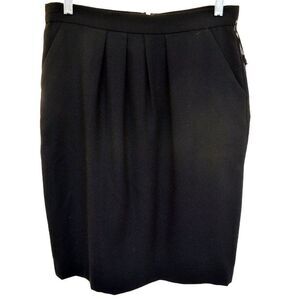 Kate Hill Black 100% Wool Lined Straight Skirt Sz 6 Knee Length Classic NEW